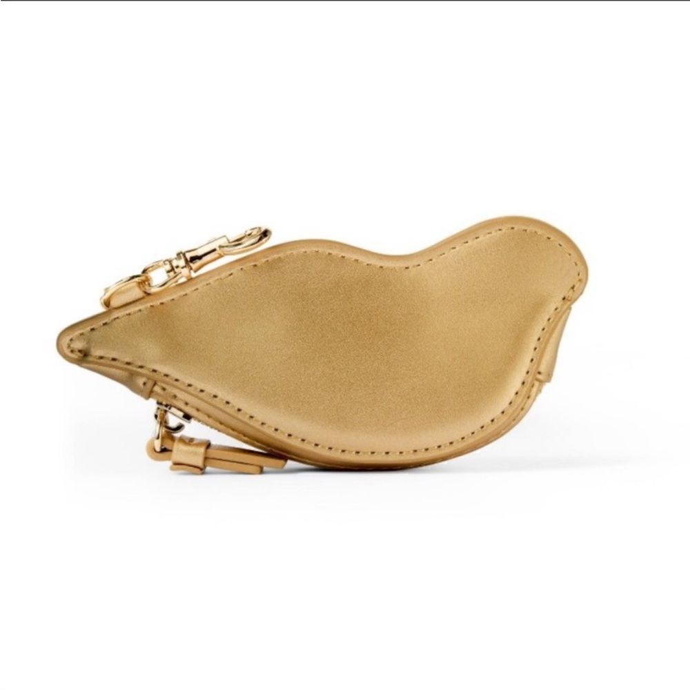 Diane Von Furstenburg Gold Lip Zipper Pouch